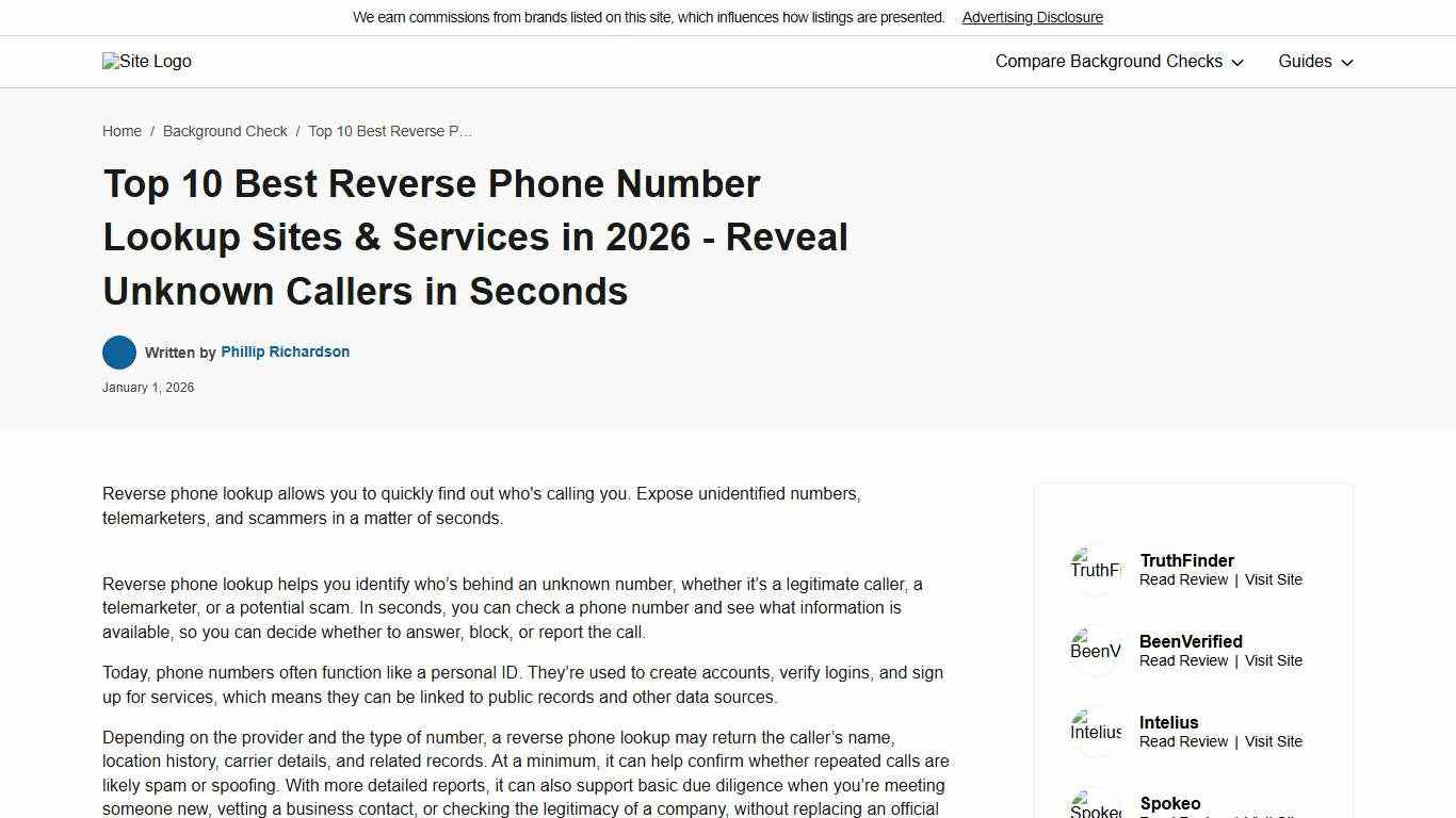 Top 10 Best Reverse Phone Number Lookup Sites 2026: Free/Paid